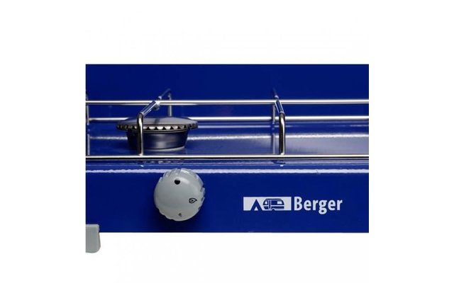 Berger 2-flammiger Gaskocher blau 3,2 kw, 50 mbar und Zündsicherung