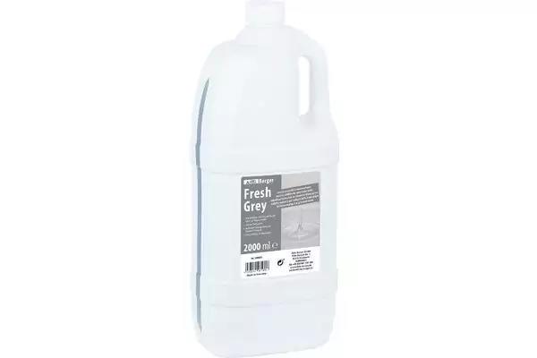 Contenitore di plastica bianco con manico, tappo a vite sulla parte superiore e etichetta rettangolare con la scritta 'Fresh Grey'