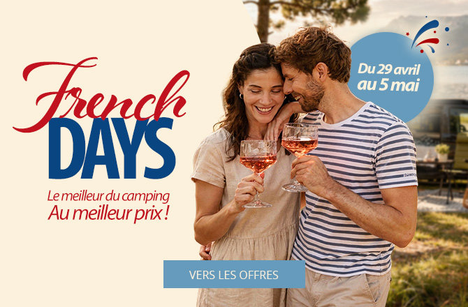 Logo des French Days avec cercle rouge et fond bleu