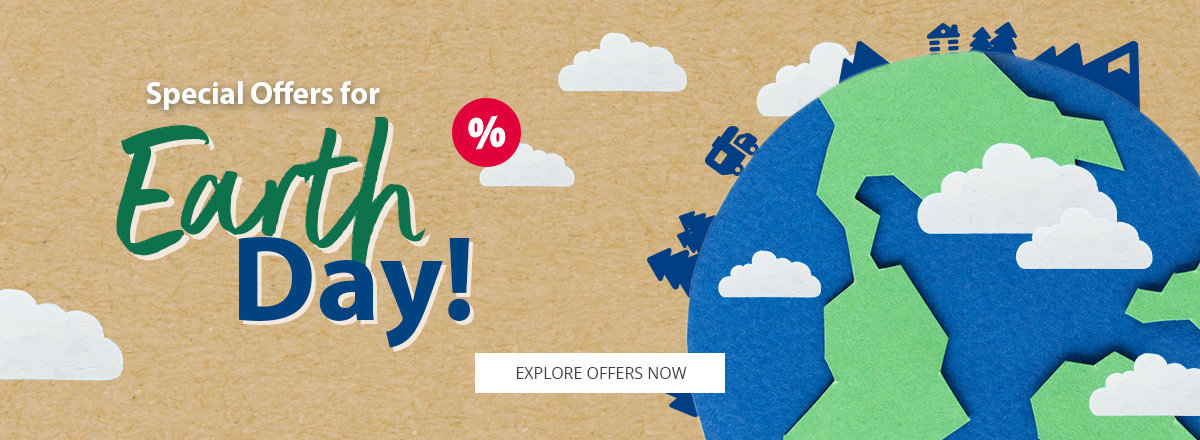 Desktop slider with reference to the Earth Day offers 2025