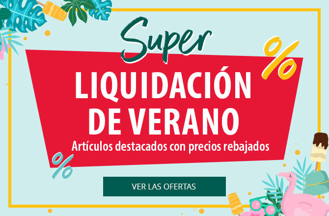 Cartel rojo con texto blanco: Super ofertas de verano. Símbolos de porcentaje en la parte superior derecha e inferior izquierda