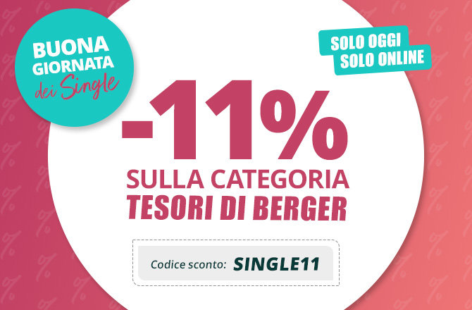 Cerchio bianco con grande testo rosa 'ZUSÄTZLICH -11% AUF ALLES IM SALE', cerchio turchese a sinistra 'HAPPY SINGLES' Day', cerchio turchese a destra 'NUR HEUTE mit dem Aktionscode: SINGLE11', pulsante verde 'ZU DEN ANGEBOTEN', sfondo rosa con piccole icone