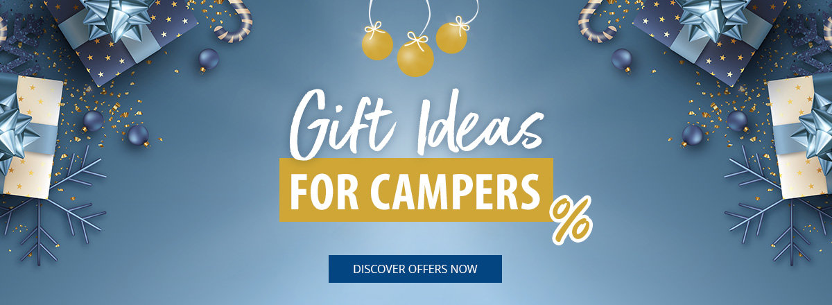Desktop slider with reference to gift ideas for campers and great offers