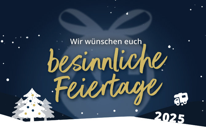 Winterliche Landschaft mit Tannenbäumen und froher Weihnachtsbotschaft auf Mobil