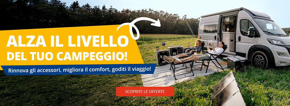 Slider sul desktop con informazioni sugli aggiornamenti e le offerte del campeggio