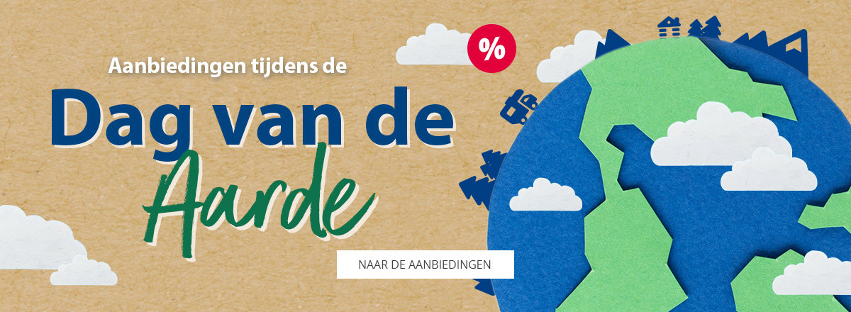Desktop slider met verwijzing naar de Earth Day aanbiedingen 2025