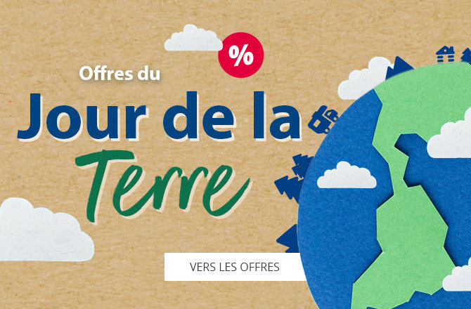 Slider mobile indiquant les offres du Jour de la Terre 2025