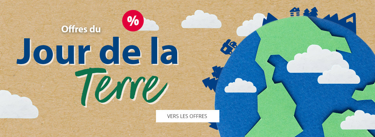 Slider de bureau indiquant les offres du Jour de la Terre 2025