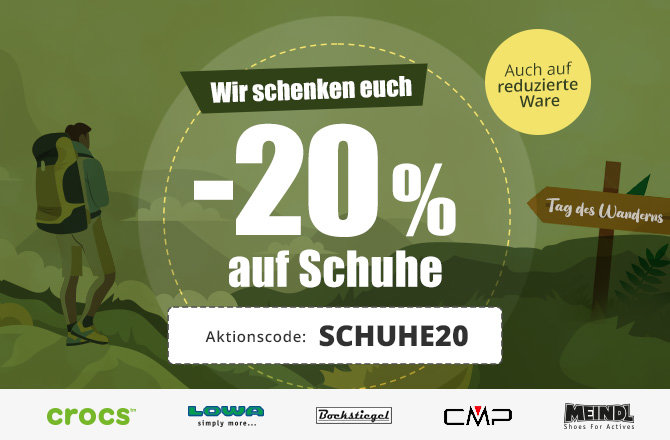 Mobil Slider mit Aktionscode für 20% Rabatt auf Schuhe