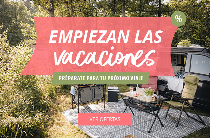 Deslizador móvil con referencia al inicio de vacaciones con grandes ofertas. Un grupo de personas sentadas en una mesa al aire libre charlando.