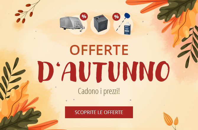 Banner centrale con il testo 'Herbst-ANGEBOTE', testo piccolo 'Die Preise fallen!', distintivo in alto 'bis zu -52% SPAREN', pulsante blu 'ZU DEN ANGEBOTEN', foglie autunnali ai bordi