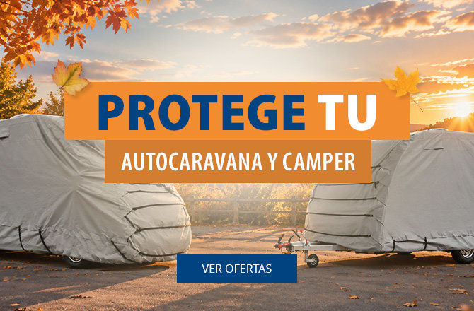 Pancarta móvil para la Winterfest 2024. Productos en oferta como fundas protectoras para caravanas