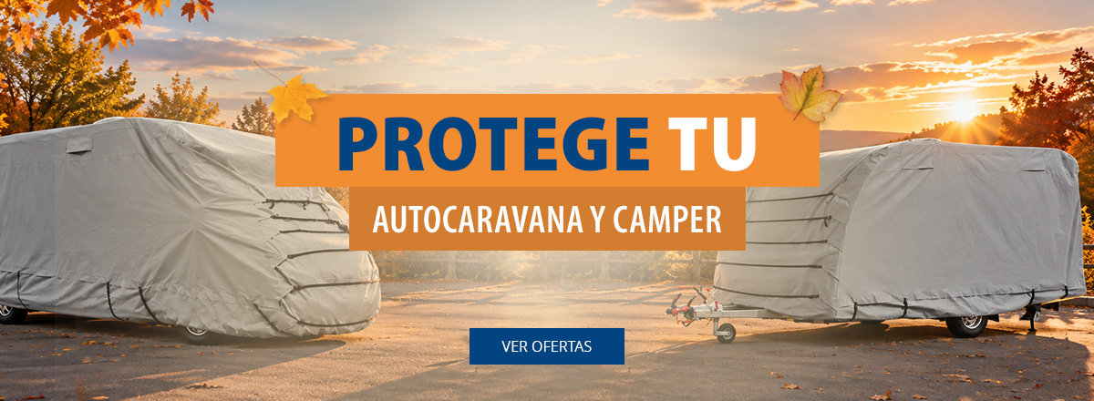 Banner de sobremesa para la Winterfest 2024. Productos en oferta como fundas protectoras para caravanas