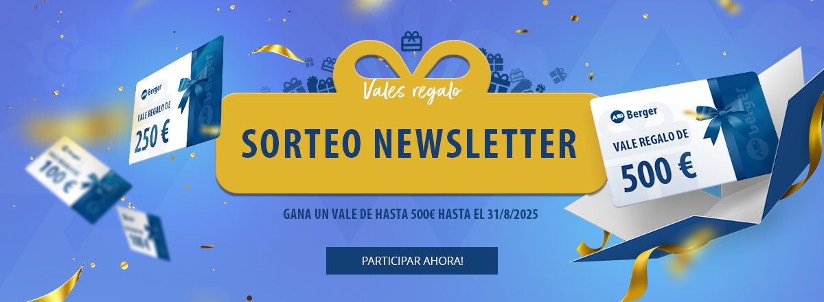 Concurso Berger newsletter slider, gana vales de hasta 500 euros