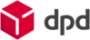Roter W&uuml;rfel mit drei sichtbaren Fl&auml;chen links, rechts graue Kleinbuchstaben &bdquo;dpd&ldquo; auf wei&szlig;em Hintergrund