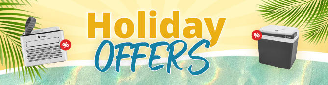 Banner with the text ‘Urlaubs SALE’ and summer symbols