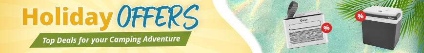 Vacation sale banner with beach motifs and discount offer
