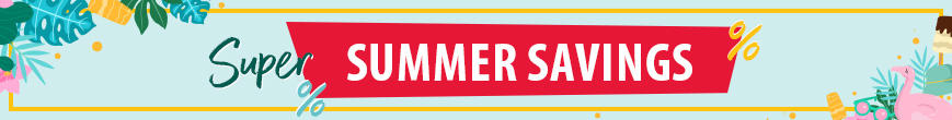 White envelope with red sticker and text about summer deals on yellow background