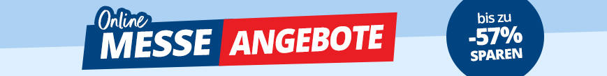 Banner mit dem Schriftzug Messeangebote auf weißem Hintergrund