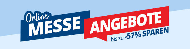 Logo von Messe Angebote mit roter und blauer Schrift auf weißem Hintergrund