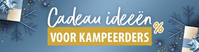 Buitenzijde van een blauwe camper voor een bos