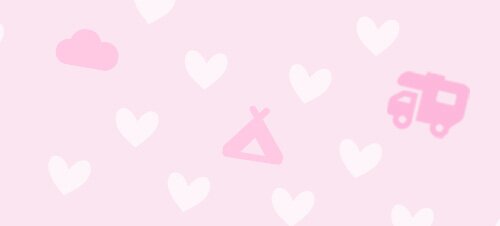 Rosa Hintergrund mit weißen Herzen und verschiedenen Spielzeug-Symbolen
