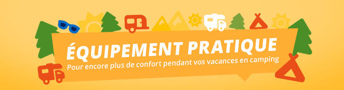 Illustration d'&eacute;quipement de camping avec tente, lampe de poche et carte