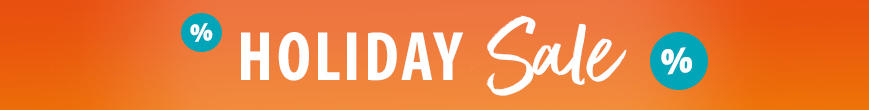 Orange-to-red gradient graphic with white text 'URLAUBS Sale' and two turquoise circles with percent signs