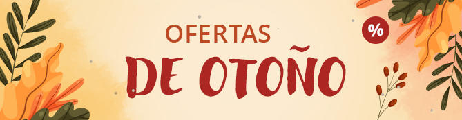 Texto 'Herbst-ANGEBOTE', varias hojas de oto&ntilde;o cayendo sobre un fondo claro y un gr&aacute;fico de hoja naranja con el texto 'bis zu -52% SPAREN'
