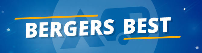 Bergers Bestes logo on blue background