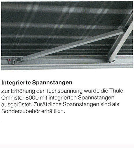 Geïntegreerde spannstangen op een oprolmechanisme om de spanning van de stof te verhogen