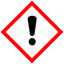 Warning symbol with black exclamation mark in red frame