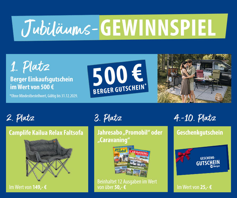 Werbebanner f&uuml;r Julihaus-Gewinnspiel mit Preisen und Landschaftsbild