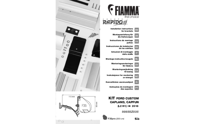 Fiamma Ford Custom Capland/Capfun Halterung für Fiamma F35