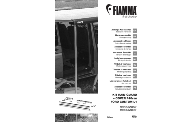 Fiamma regenscherm en deksel hermetische afdichting F40van Ford Custom L1 L