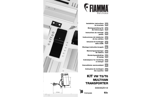 Fiamma Kit VW T5 / T6 Transporter / Multivan Markisenadapter für Fiamma Compass