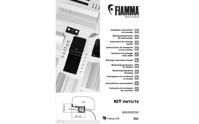 Fiamma Kit VW T5 / T6 RHD Markisenadapter für Fiamma F40van Rechtslenker