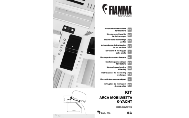 Fiamma  Kit Arca Mobilvetta K-Yacht Markisenadapter für Fiamma F60 / F65