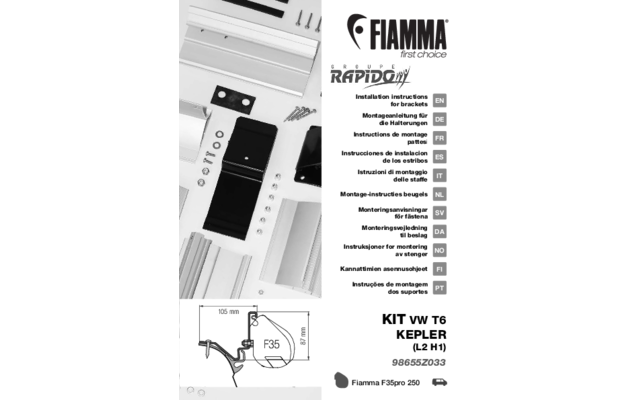 Fiamma Kit VW T6 Kepler Markisenadapter für Fiamma F35