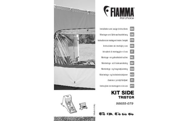 Fiamma Kit Side Tristor Montagekit zum Anbringen von Side W Pro F45 / Side W Pro Shade / Sun View Side F45 and die Markise Tristor