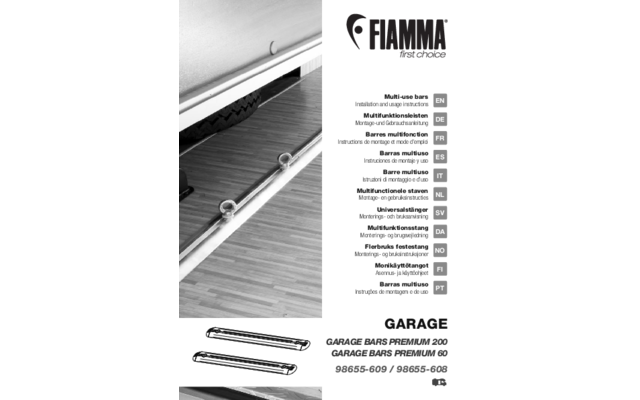 Fiamma Garage Bars Premium 200 Multifunctionele Bars 200 cm