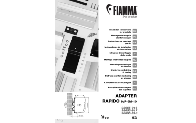 Fiamma Adapter Halterung F45 für Rapido Serie 9dF-9M-10  450 cm 