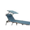 Chaise longue bleue avec appuie-tête réglable et cadre en métal