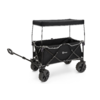 Schwarzer faltbarer Bollerwagen mit vier Rädern und Schiebestange