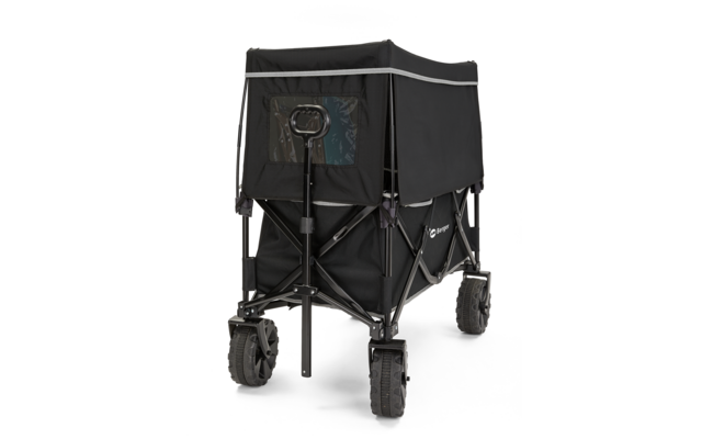 Carrello da trasporto pieghevole con lati neri e quattro ruote