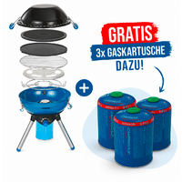 Barbacoa de gas Campingaz Party Grill 400 CV con 3 cartuchos de gas CV 470 All Season