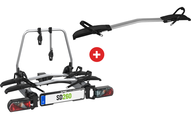 Product afbeelding Eufab SD260 trekhaak fietsendrager inclusief verlengrail e-bike geschikt voor 3 fietsen 60 kg 1