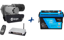 001045 - Berger Titanium Rangierhilfe halbautomatisch Anthrazit + LiFePO4 Lithium Batterie Pro 200 Ah 12 V mit Bluetooth & Heizung im Set