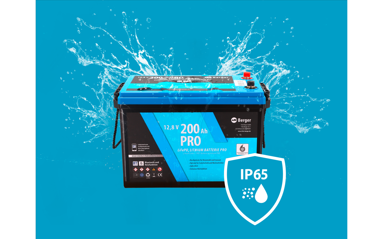 Image du produit Berger Titanium Rangierhilfe halbautomatisch Anthrazit + LiFePO4 Lithium Batterie Pro 200 Ah 12 V mit Bluetooth & Heizung im Set 1