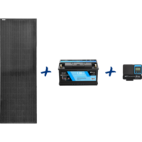 Berger LiFePO4 Lithium Batterie 120 Ah 12 V mit Bluetooth + Berger SX PRO MPPT-Solarladeregler 20 A + PX150 starres Solarpanel 150 W im Set